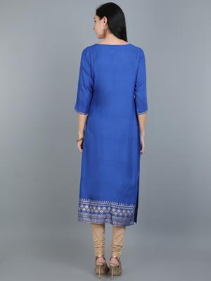 foil printed straight kurta - 17765188 - Standard Image - 3
