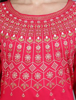 gold printed straight kurta - 17765192 - Standard Image - 5