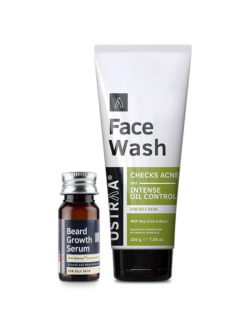 ustraa beard growth serum - 35ml and ustraa face wash oily skin - 200g - 17765319 - Very Small Image - 1