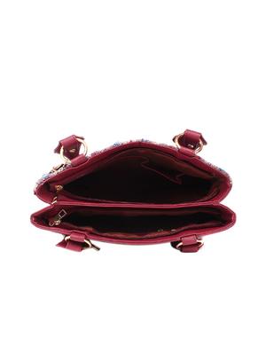 maroon leatherette (pu) structured handbag - 17765525 - Standard Image - 3