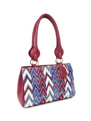 maroon leatherette (pu) structured handbag - 17765525 - Standard Image - 5