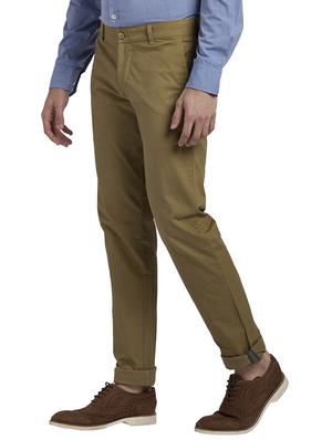 brown solid flat front casual trouser - 17766194 - Standard Image - 2