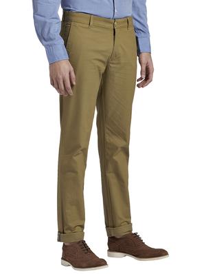 brown solid flat front casual trouser - 17766194 - Standard Image - 3