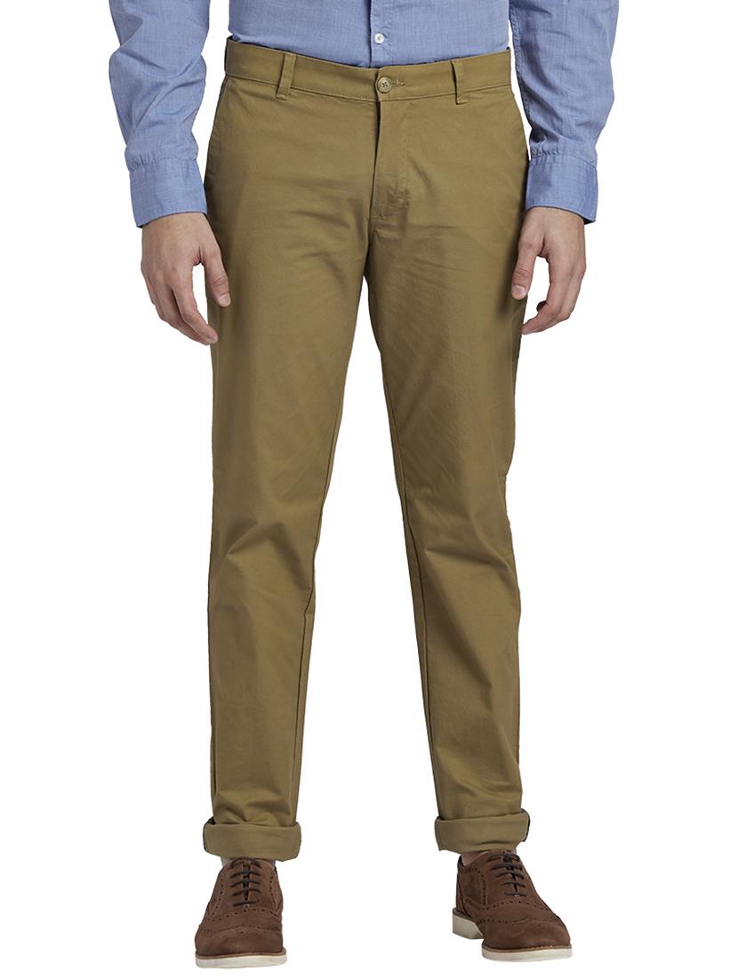 brown solid flat front casual trouser - 17766194 - Zoom Image - 1