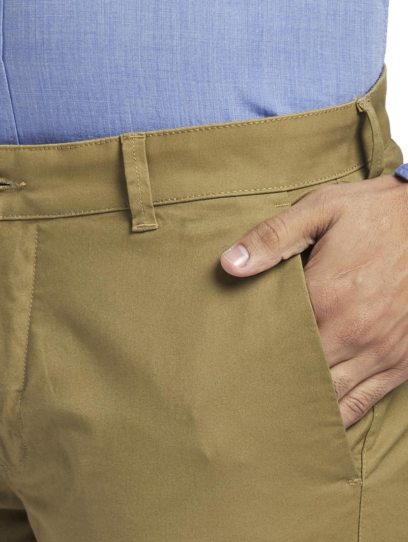 brown solid flat front casual trouser - 17766194 - Zoom Image - 6