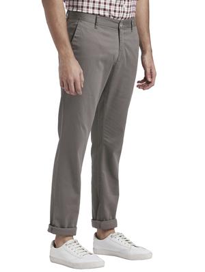 grey printed flat front casual trouser - 17766342 - Standard Image - 3