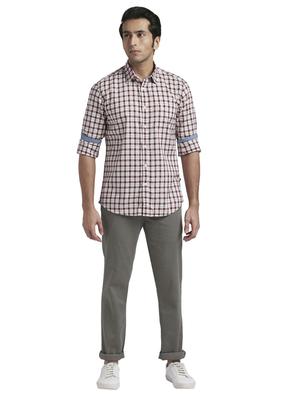 grey printed flat front casual trouser - 17766342 - Standard Image - 5