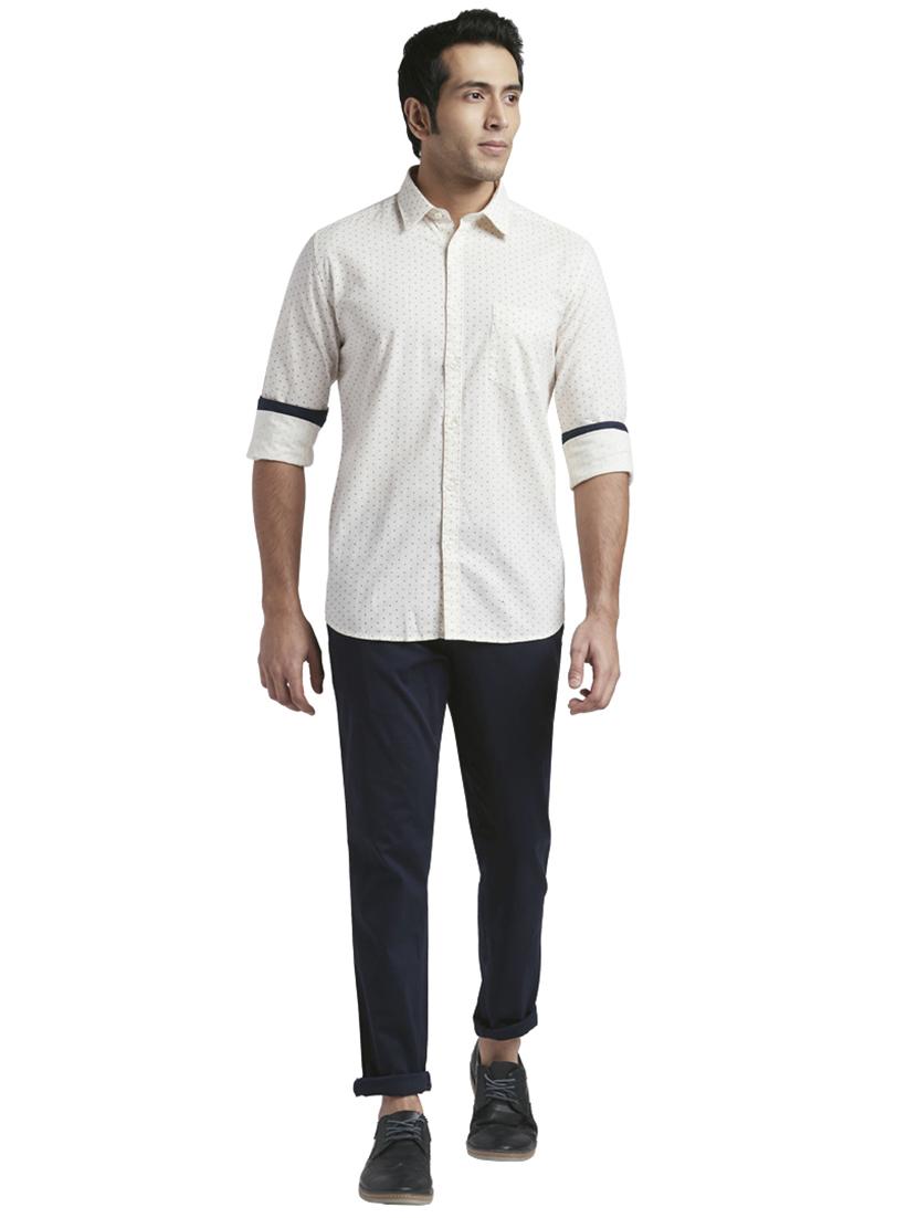 blue solid flat front casual trouser - 17766368 - Zoom Image - 5