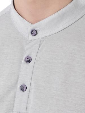 grey solid short kurta - 17766534 - Standard Image - 5