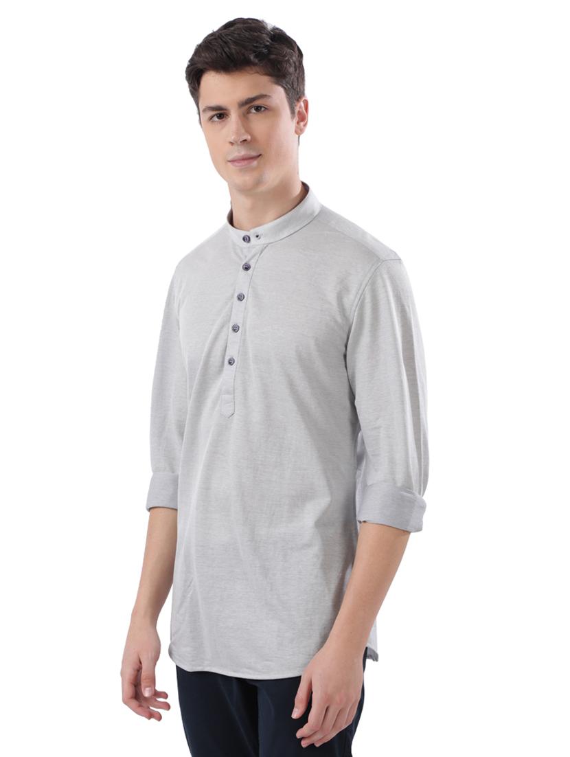 grey solid short kurta - 17766534 - Zoom Image - 2