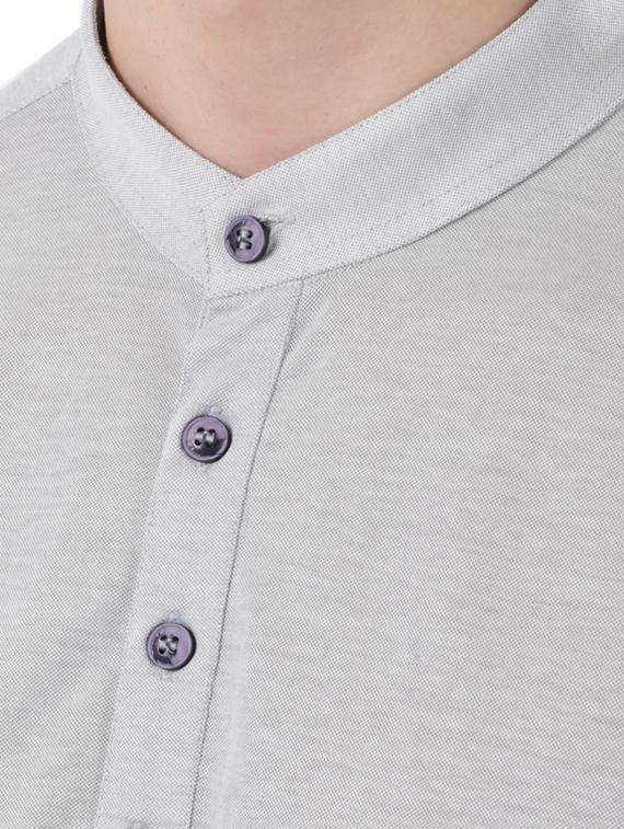grey solid short kurta - 17766534 - Zoom Image - 5