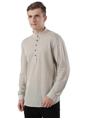 beige solid short kurta - 17766535 - Standard Image - 2