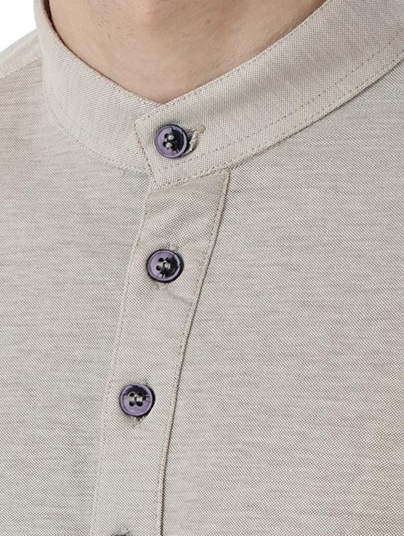 beige solid short kurta - 17766535 - Zoom Image - 5