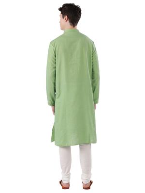 green embroidered long kurta - 17766597 - Standard Image - 3