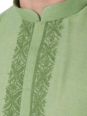 green embroidered long kurta - 17766597 - Standard Image - 4