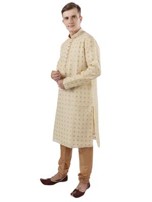 beige self design long kurta - 17766604 - Standard Image - 2