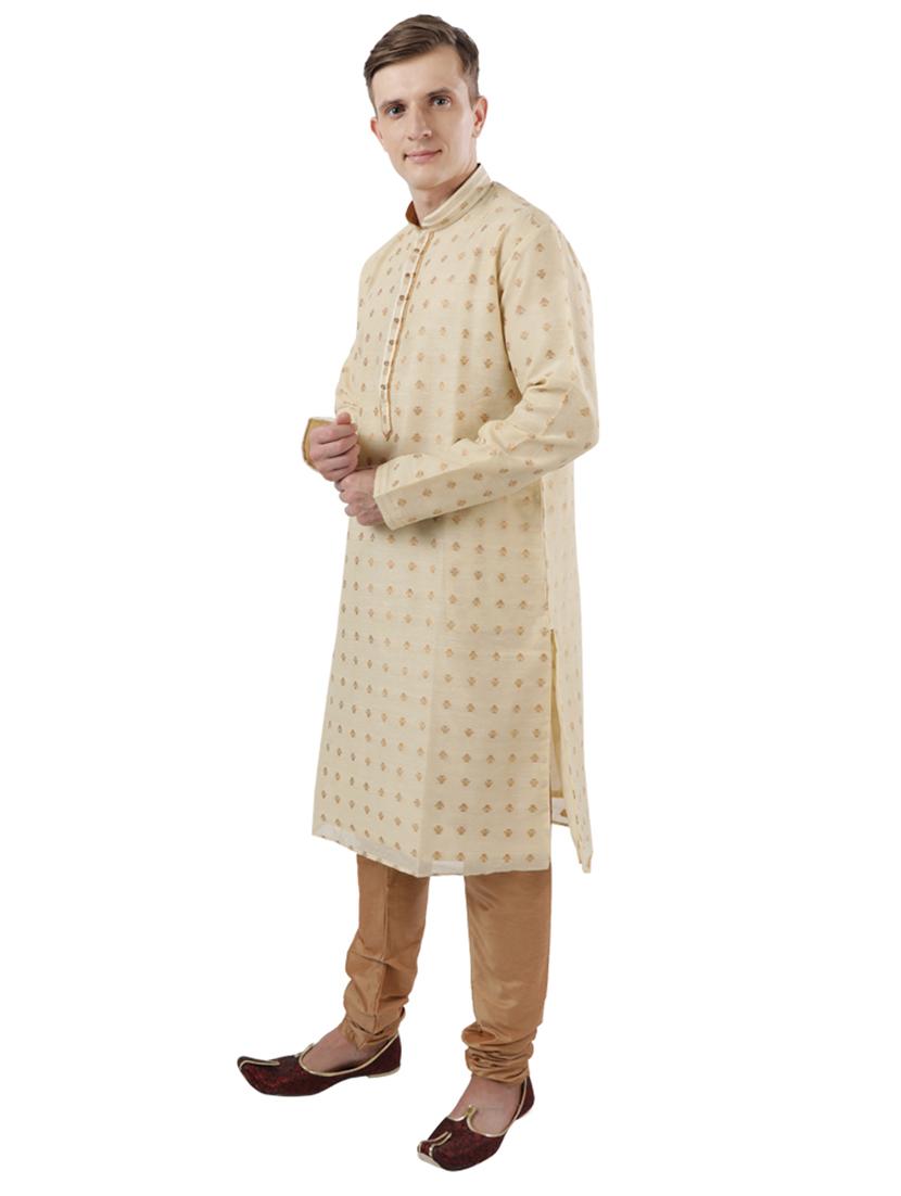 beige self design long kurta - 17766604 - Zoom Image - 2
