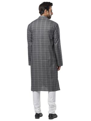 black checkered long kurta - 17766608 - Standard Image - 3