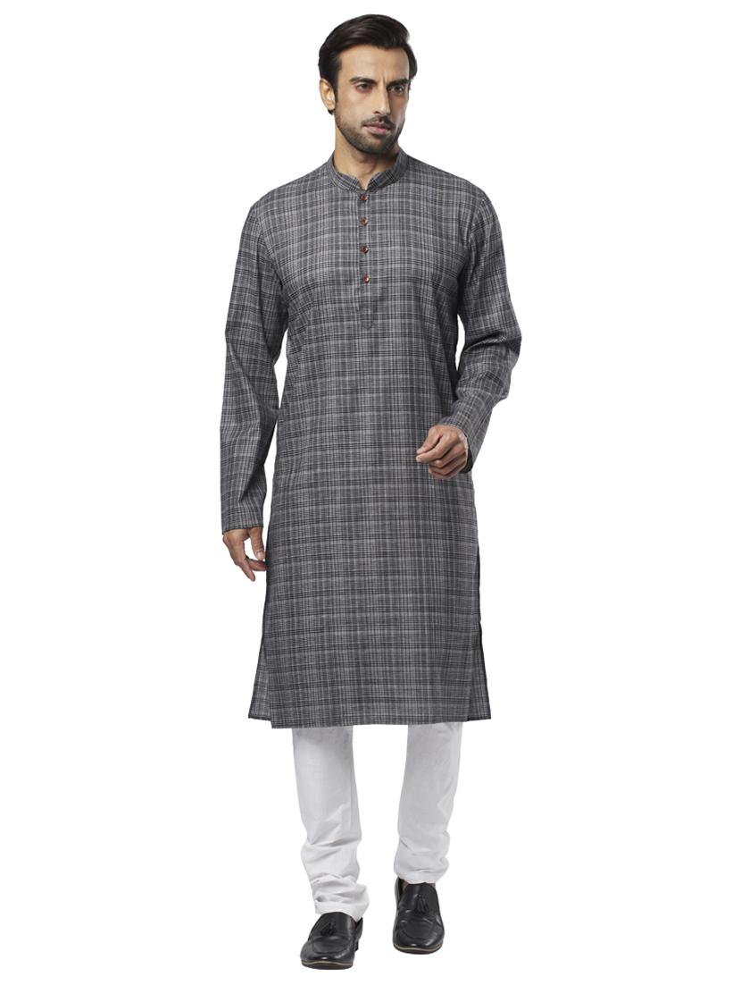 black checkered long kurta - 17766608 - Zoom Image - 1