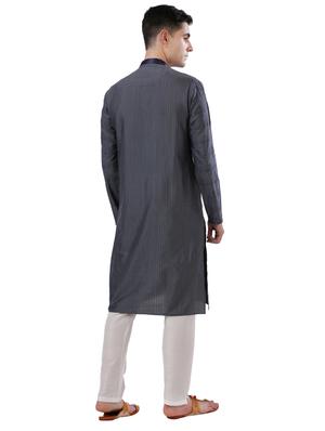 grey embroidered long kurta - 17766615 - Standard Image - 3