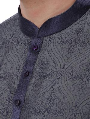 grey embroidered long kurta - 17766615 - Standard Image - 4