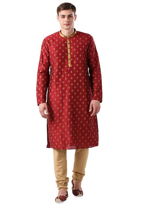 maroon embroidered long kurta - 17766619 - Standard Image - 1