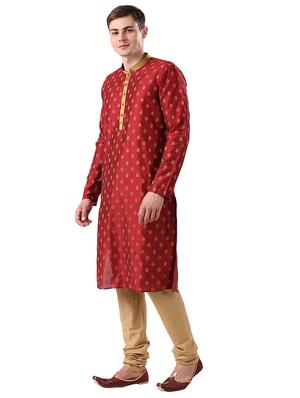 maroon embroidered long kurta - 17766619 - Standard Image - 2