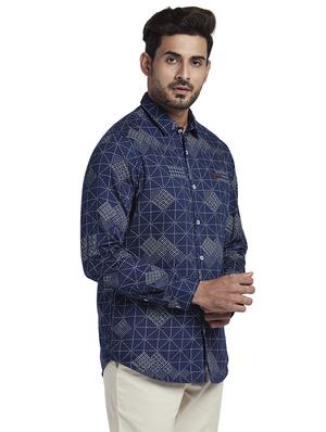 blue printed casual shirt - 17766628 - Standard Image - 2