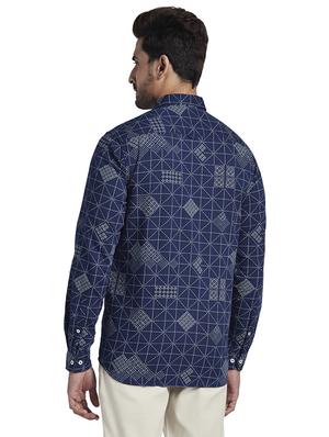 blue printed casual shirt - 17766628 - Standard Image - 3