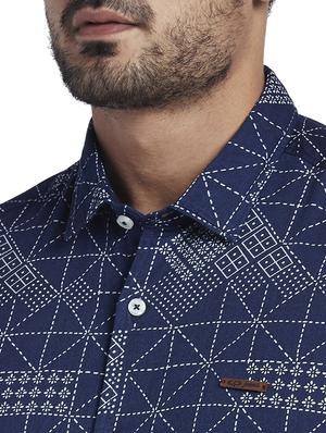 blue printed casual shirt - 17766628 - Standard Image - 5