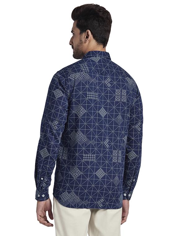blue printed casual shirt - 17766628 - Zoom Image - 3