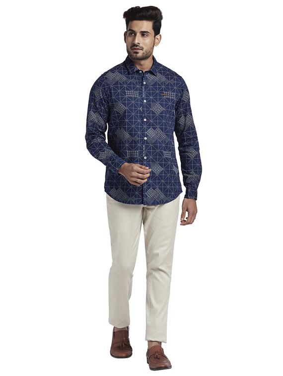 blue printed casual shirt - 17766628 - Zoom Image - 4