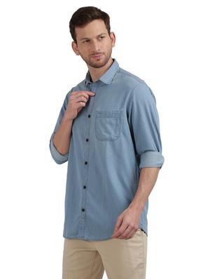blue solid casual shirt - 17766633 - Standard Image - 2