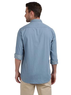 blue solid casual shirt - 17766633 - Standard Image - 3