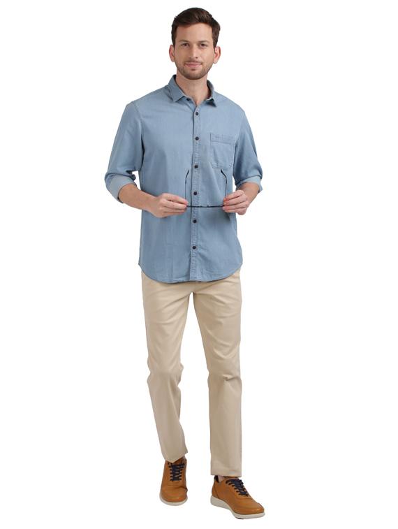 blue solid casual shirt - 17766633 - Zoom Image - 4