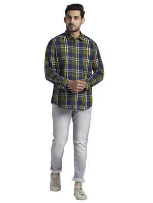 olive green checkered casual shirt - 17766638 - Standard Image - 4