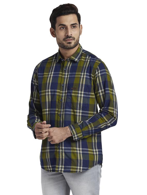 olive green checkered casual shirt - 17766638 - Zoom Image - 2