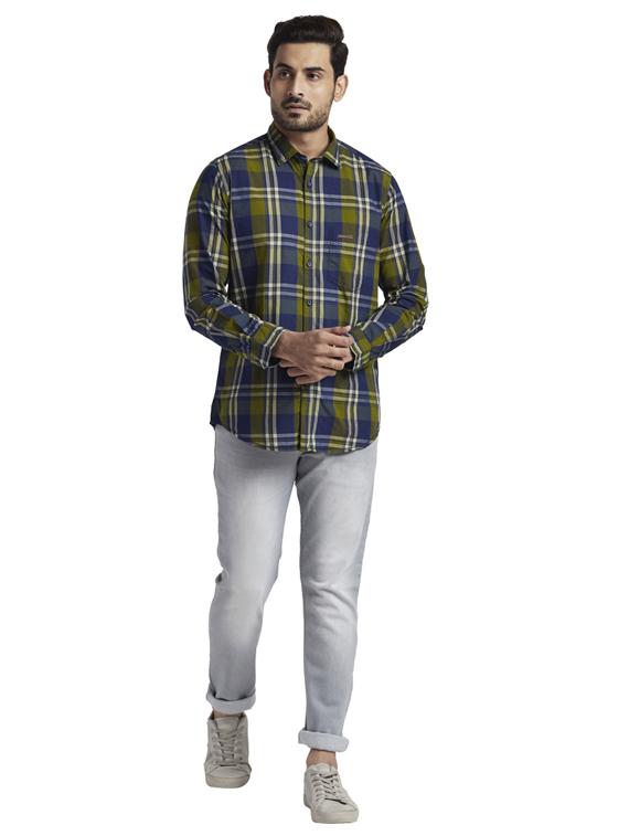 olive green checkered casual shirt - 17766638 - Zoom Image - 4