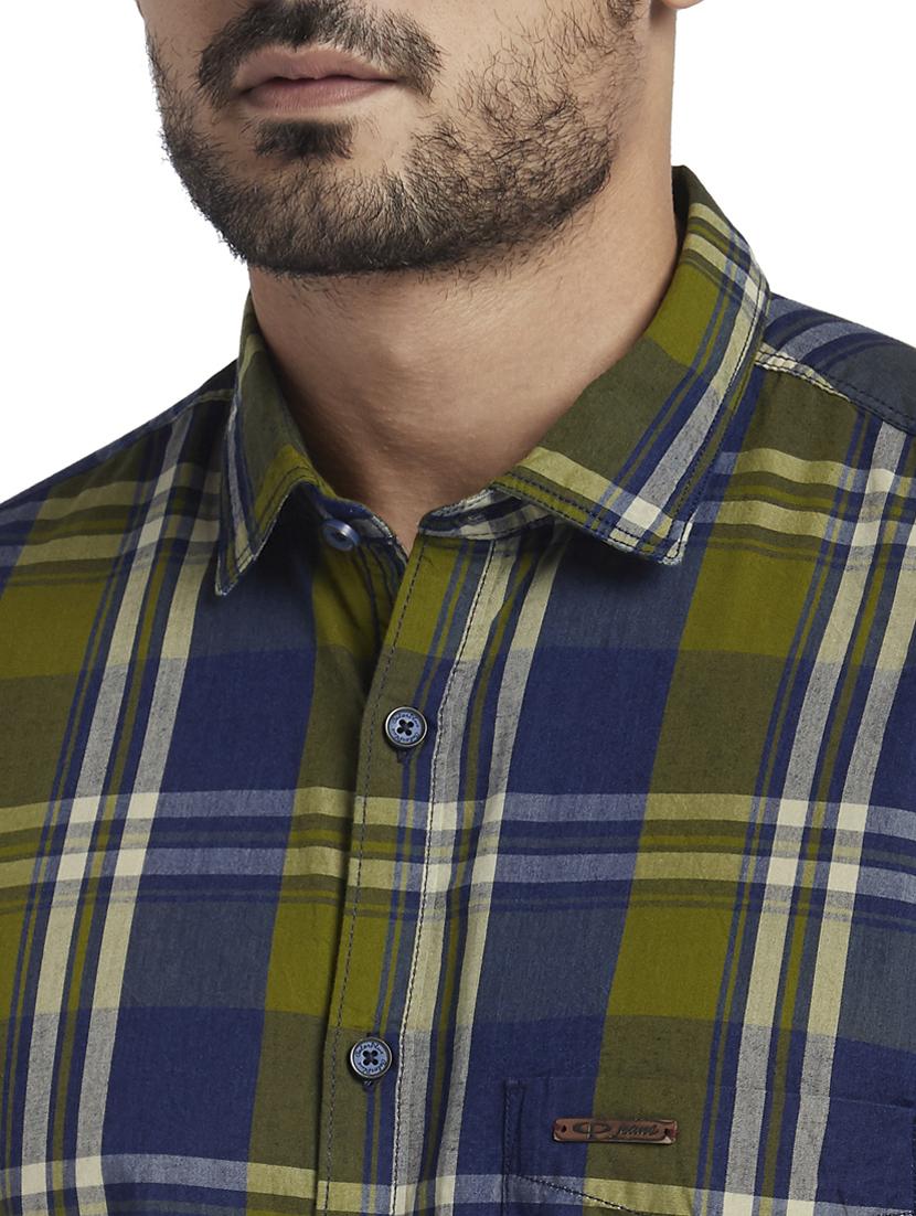olive green checkered casual shirt - 17766638 - Zoom Image - 5