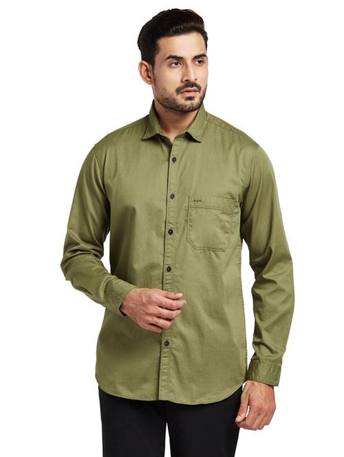 olive green solid casual shirt - 17766643 - Standard Image - 1