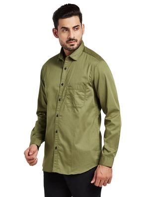 olive green solid casual shirt - 17766643 - Standard Image - 2