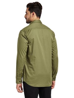 olive green solid casual shirt - 17766643 - Standard Image - 3