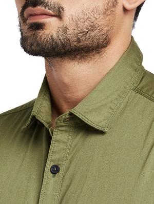 olive green solid casual shirt - 17766643 - Standard Image - 5