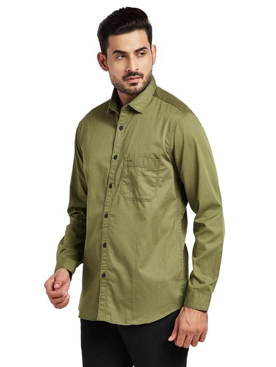 olive green solid casual shirt - 17766643 - Zoom Image - 2