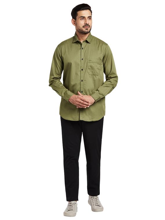 olive green solid casual shirt - 17766643 - Zoom Image - 4