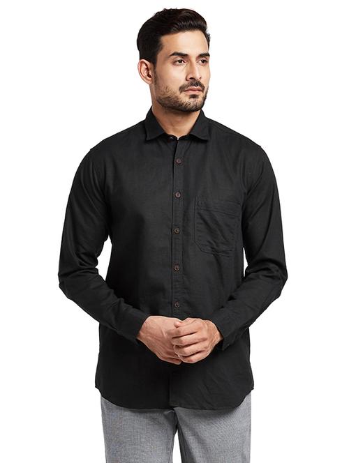 black solid casual shirt - 17766646 - Standard Image - 1