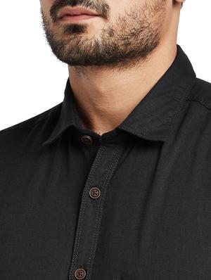 black solid casual shirt - 17766646 - Standard Image - 5