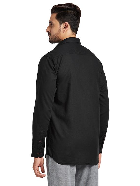 black solid casual shirt - 17766646 - Zoom Image - 3