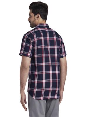 navy blue checkered casual shirt - 17766650 - Standard Image - 3
