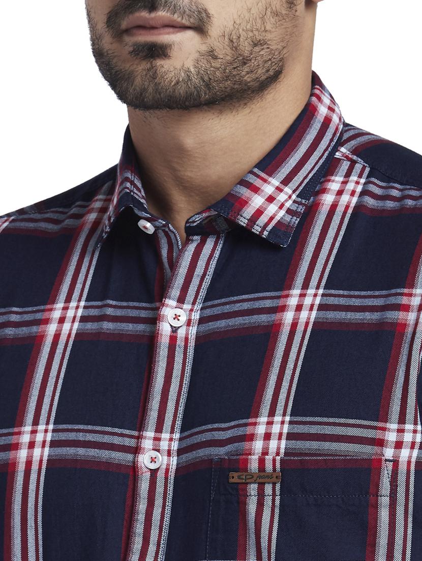 navy blue checkered casual shirt - 17766650 - Zoom Image - 5